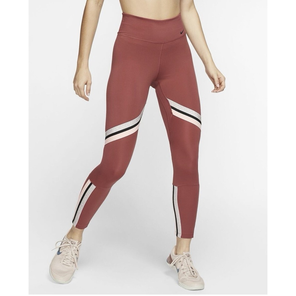 Nike Women's Orange One Icon Clash‎ 7/8 Leggings Size Small